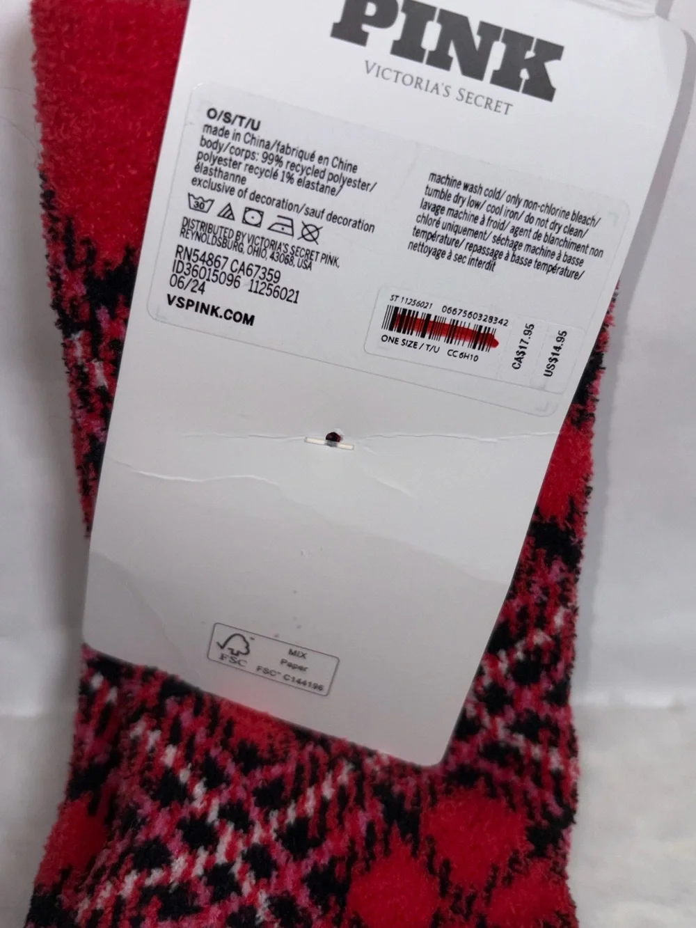 PINK Victoria’s Secret - Cozy Plaid Winter Christmas Socks 🎄❤️ 🎁❄️✨